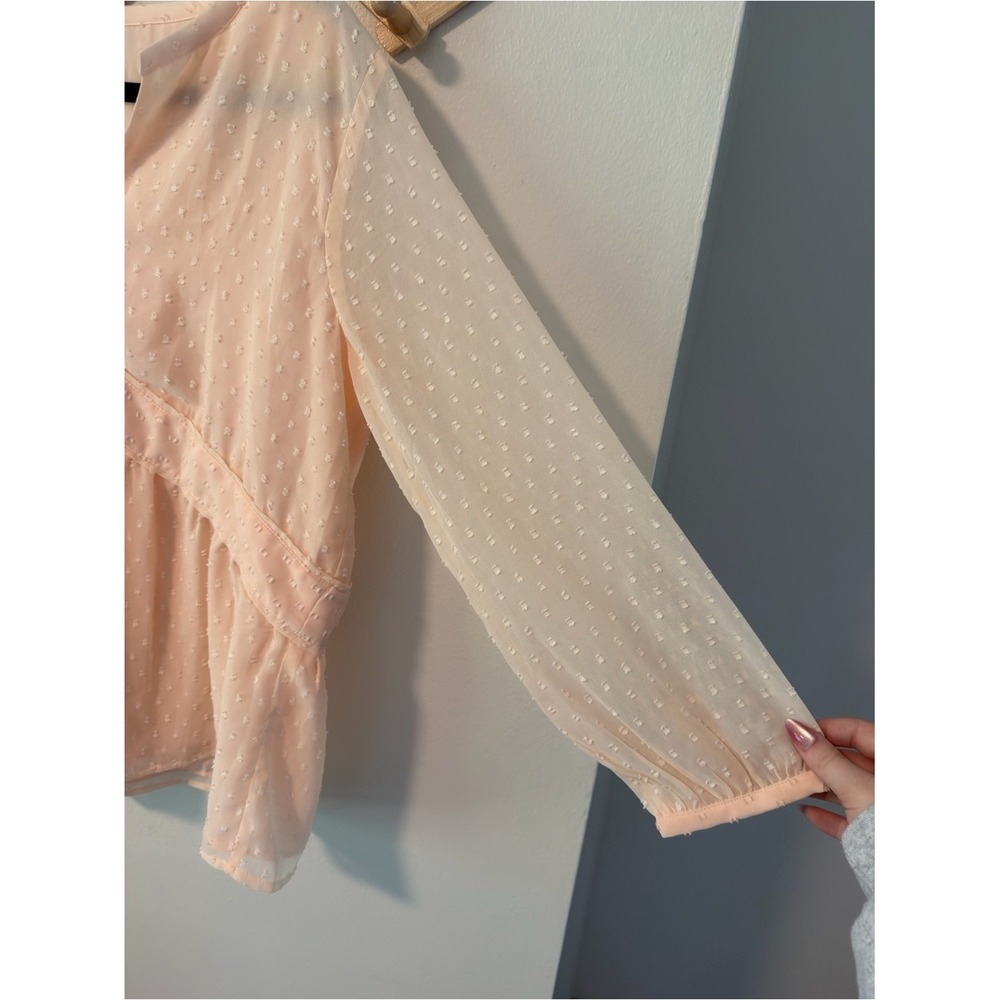 LOFT Swiss Dot Peplum Blouse Size S Peach‎ Pink NWT - Picture 4 of 6